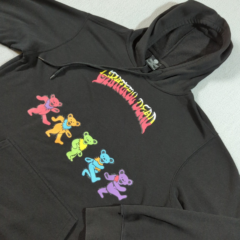 Grateful‎ Dead Dancing Bears Hoodie Black Pullover Hooded Sweatshirt Size M